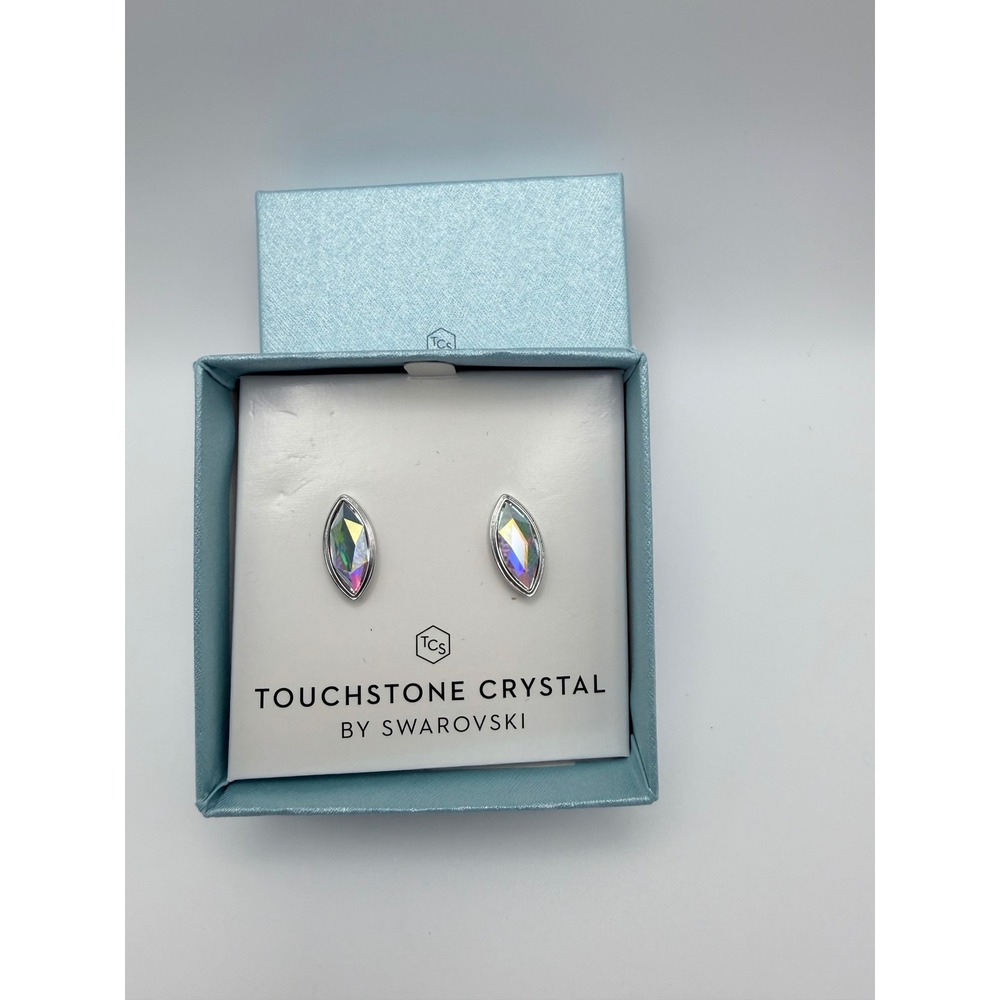 Touchstone Crystal by‎ Swarovski Marquis Iridescent Stud Earrings Boxed